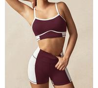 Ensembles de sport pour femmes à taille haute avec bandes en patchwork contrastées noir et blanc ajourées L,M,S,XL,XS,XXL,XXS,XXXL,XXXXLTissu tricoté