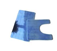 Ensembles de Tapis de Salle de Bain 2 Pcs/Set Memory Foam Bath Mat Rug Floor Bathroom Rugs Carpet Toliet(Blue1)