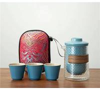 Ensembles De Tasses A Thé 1 Ensemble Service Thé Voyage En Verre Marteau Tasse Rapide Portable Bagage Main Plein Air Sac Spécial Théière Kung Fu(B)