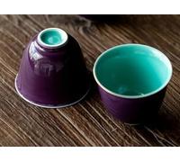Ensembles De Tasses A Thé Accessoires Pour La Cérémonie Du Thé Chinois Kung Fu Puer 2pc Théière En Céramique Émaillée Mauve, Faite À Main Bol Tasse Personnelle Maître Service A Thé De l'après-Midi