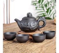 Ensembles De Tasses A Thé Ensemble Théières En Céramique Kung Fu Chinois 150ml Avec 4 Tasses À Thé Théière Yixing Zisha Du Zodiaque Faite La Main(A)
