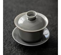 Ensembles De Tasses A Thé Glaçure Couleur Gris Glacé Pneu Fin En Céramique Japonaise Sancai Grande Tasse Thé Soupière Kung Fu Service Machine Service A Thé De l'après-Midi(Gray)