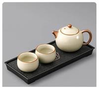 Ensembles De Tasses A Thé Infuseur À Thé Filtre Fait La Main, Tasse Principale, Four Ru, Service En Céramique, Une Théière, Deux Tasses, Plateau, Beauté(Type-B)