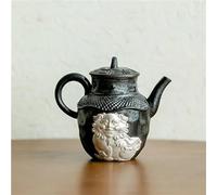 Ensembles De Tasses A Thé Pot D'éveil Du Lion Fait À La Main Bouilloire Cérémonie Thé Collection D'accessoires Glaçure En Or Noir Théière Argent Peinte