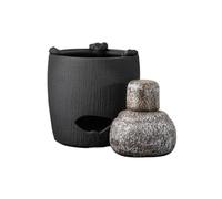 Ensembles De Tasses A Thé Poterie Faite À La Main En Alun Noir Théière Plus Chaude Céramique Rétro Poêle Thé Bougeoir Porte-bouilloire Service(Type-B)