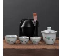 Ensembles De Tasses A Thé Ruyao Kuaike Tasse En Céramique Un Pot Trois Tasses Monté Sur Voiture Plein Air Dessiné Main Simple Sac Portable Voyage Kung Fu Service Thé(C)