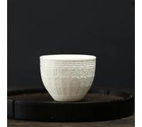 Ensembles De Tasses A Thé Service À Thé Chinois Fait La Main Suet Jade Ceramic Teacup Embossed Text Tea Cup Travel Bowl Pu'er Master Personal Single(D)