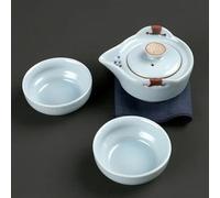 Ensembles De Tasses A Thé Service À Thé En Porcelaine Double Décoration Pour La Maison Tasse Voyage Portable Théière Moderne Céramique Vert Pâle(C)