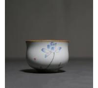Ensembles De Tasses A Thé Service À Thé Fait Main Accessoires Retro Ru Kiln Ceramic Teacup Hand Painted Flower Tea Bowl Master Cup Travel Portable Meditation(D)