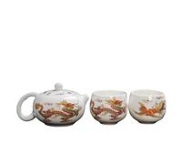 Ensembles De Tasses A Thé Service À Thé Kung Fu En Porcelaine Blanche, Théière Dragon Et Phénix Couleur Changeante, Tasse Principale De Style Tendance Nationale Service A Thé De l'après-Midi(Type-B)