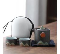 Ensembles De Tasses A Thé Service À Thé Portable Voyage En Plein Air Une Casserole Et Deux Tasses Kung Fu Céramique Théière Grès Tasse(B)