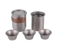 Ensembles De Tasses A Thé Service Thé En Titane Pur Double Couche Kung Fu Portable Voyage Plein Air Théière Maison Filtre Infuseur(B)