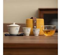 Ensembles De Tasses A Thé Service Thé Kung Fu Voyage Orchidée Papillon Peint Main Sac Transport Bol 2 Tasses Bouilloire Cadeau Passoire Céramique(B)