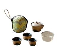 Ensembles De Tasses A Thé Théière Camping 1 Pot 3 Tasses Cadeau Set Thé Rétro Green Hill Tea Cup Kung Fu En Céramique Avec Changement Four Portable