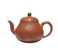 Ensembles De Tasses A Thé Théière Célèbre Feuille De Lotus Sculptée À La Main, Bouilloire En Forme Poire, Service Thé Zisha, 150ml, Argile Violette Faite