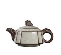 Ensembles De Tasses A Thé Théière En Céramique Kung Fu Faite À La Main Service Thé Cérémonie Du Cadeaux Longquan Céladon Four Ru Lune Glaçure Blanche Service A Thé De l'après-Midi(B)