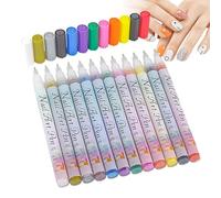 Ensembles de vernis à ongles pour femmes, ensemble de vernis à ongles en gel,12 couleurs de vernis à ongles imperméables stylos à stylos - Top de 0,5 mm Marqueurs de dessin supérieur Graffiti Set pour