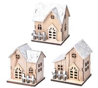 Ensembles De Village De Noël 3 Pièces Led Lumineux Scène De Village De Noël En Bois Mini Décorations De Maison De Noël À Piles Pour Table Fenêtre Chambre Scène De Village De Noël Ensembles De Nativité