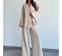 Ensembles deux-pièces en lin pour femmes, tenues de remise de diplôme, tenues d'enseignante pour femmes, retour à l'école, vêtements d'automne pour femmes, "old money", tenues de bureau pour femmes L,