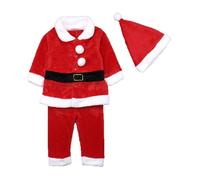 Ensembles d'hiver pour Enfants Costume pour Enfants Filles garçons bébé Père Noël Tenue de Spectacle Robe de fête Trois pièces Les Spectacles Vacances(Red,8-9 Ans)