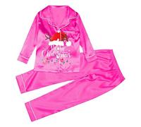 Ensembles d'hiver pour Enfants Ensemble Deux pièces pour Enfants,Pyjama à Manches Longues,Cardigan,Pantalon décontracté,imprimé Noël(7-8 Ans)