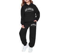 Ensembles Enfant Fille Peluche Pull Doux 2Pcs Ensemble Automne Printemps Tenues Vêtements Garçon 2 Pcs 3 Pièce Tenue De Bebe Ans Enfants Street Dance Outfit (Le Noir,6-7 Ans)