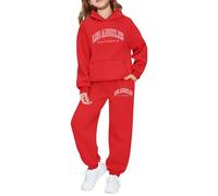 Ensembles Enfant Fille Peluche Pull Doux 2Pcs Ensemble Automne Printemps Tenues Vêtements Garçon 2 Pcs 3 Pièce Tenue De Bebe Ans Enfants Street Dance Outfit (Rouge,9-10 Ans)