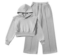 Ensembles Fille.Ensemble décontracté pour Filles composé d'une Veste à Capuche et d'un Pantalon Droit,idéal pour l'automne et la Saison.Deux pièces Confortables coordonnées se détendre.