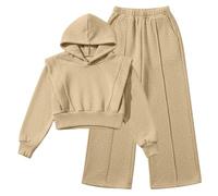 Ensembles Fille.Ensemble décontracté pour Filles composé d'une Veste à Capuche et d'un Pantalon Droit,idéal pour l'automne et la Saison.Deux pièces Confortables coordonnées se détendre.