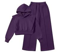 Ensembles Fille.Ensemble décontracté pour Filles composé d'une Veste à Capuche et d'un Pantalon Droit,idéal pour l'automne et la Saison.Deux pièces Confortables coordonnées se détendre.