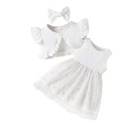 Ensembles Fille Nouvelle arrivée pour bébé Fille,Robe en Fleurie avec nœud Assorti pour Les Cheveux,Ensemble décontracté d'été