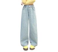 Ensembles Fille Pantalon De Travail Jean Taille Basse Tenue Sport Jogging 8 Ans Short Baggy Y2k Clothes Patte D'elephant Enfant Survêtements Wide Leg Jeans 12