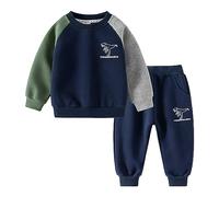 Ensembles garçon 1-6 Ans Sport Mode Dinosaure Pull Sweats garçon sans Capuche Tricolore Haut Top Manche Longue Automne Pantalon Jogging Survetement Enfant Garcon Decontracte (Navy, 4-5 Ans)