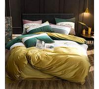 Ensembles literie Effet Patchwork élégant Splice Tricolore Faces d'hiver à Double Flanelle Chaude Coral Fleece Comprend des couvercles Couette toites de Couvercle en Microfibre (Jaune * 240cm)