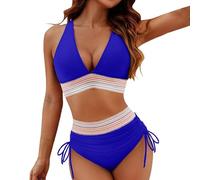 Ensembles Maillots Deux Pièces pour Femmes 2025,Été Chic et Élégant Col V Push Up avec Bretelles Spaghetti,Maillot de Bain Femme 2 Pièces Rembourré Taille Haute,Bikini Triangle Plage et Piscine