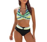 Ensembles Maillots Deux pièces pour Femmes Imprimées Push-up Sexy Bikini Set Maillot de Bain de Plage Taille Haute Triangle Imprimé Hawaïen Swimwear