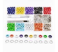 Ensembles Oeillets, 400 pièces 5 mm Kit d'Oeillets Metal Ensembles Oeillets Grommet Kit Oeillet avec 3 pièces d'installation Kit d'outils pour tissu, cuir, vêtements, toile perforatrices (10 couleurs)
