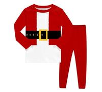 Ensembles Pyjamas pour Enfants Pyjama imprimé à Manches Longues pour Filles,Tenue Deux pièces en Polaire Confortable,vêtements de Nuit Assortis Les Vacances en Famille(Red,7-8 Ans)