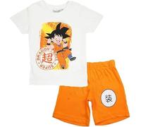 arlis Ensembles shorts et haut Dragon Ball Z - Ensemble t-shirt super short Dragon Ball Z (Blanc et Orange, 10 Ans-140 Cm)