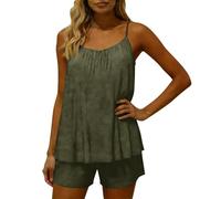 Ensembles Shorts Et Haut Sans Dos Ensemble 2 PièCes En Lin Pour Femme Ensemble DéTente Ensembles Plage Fluide Sexy Tenue Chic Et Elegant Ete Pyjama Court Femmes E Confortable SurvêTement Grande Taille