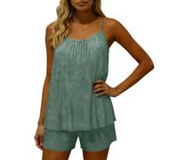 Ensembles Shorts Et Haut Sans Dos Ensemble 2 PièCes En Lin Pour Femme Ensemble DéTente Ensembles Plage Fluide Sexy Tenue Chic Et Elegant Ete Pyjama Court Femmes E Confortable SurvêTement Grande Taille