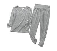 Ensembles Soirées Filles Ensemble pyjama 2 pièces pour bébé garçon et fille, chemise à manches longues et pantalon, vêtements de nuit pour tout-petits, pyjamas tendance, vêtements de (Grey, 4-5 Years)