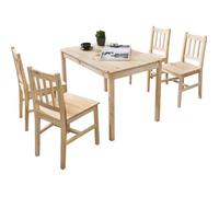 Ensembles tables & 6 chaises beige contemporain en bois massif pin L. 108 x P. 65 x H. 73 cm collection Seed Beige
