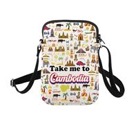 ENSIANTH Sac à bandoulière cambodgien, cadeau pour touristes, souvenirs, cadeau cambodgien, sac à main de voyage avec sangle, 2585 Cambodge C, medium