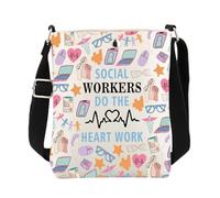ENSIANTH Sac à bandoulière pour travailleurs sociaux - Cadeau de remerciement pour travailleurs sociaux MSW - Cadeau de remise de diplôme - Sac à main pour bénévole, 25625 Travailleurs sociaux C