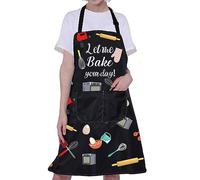 ENSIANTH Tabliers de pâtisserie amusants pour femmes et hommes - Cadeaux de pâtisserie pour boulangers - Tabliers de cuisine avec poche - Cadeaux pour amateurs de pâtisserie, tabliers let me bake, M