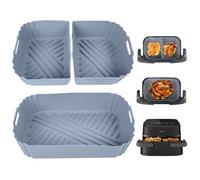 ENSINE Accessoires Air Fryer, Moule Silicone Air Fryer Pour Philips Airfryer Série 1000 7,1L Na154/00, 3 Pièces Plat Réutilisable Pour Philips Dual Basket Airfryer, Gris