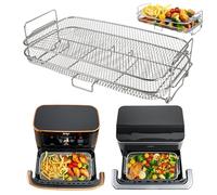 ENSINE Accessoires Air Fryer pour Ninja Foodi FlexDrawer 10,4 L AF500EU, Grille Air fryer Compatible COSORI TWINFRY Dual Blaze 10L - Racks Airfryer 2-en-1 Empilables, Double Niveau, Inox Durable