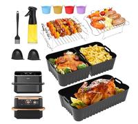 ENSINE Accessoires pour friteuse à air COSORI Dual Blaze TwinFry 10L, compatible avec Ninja Air Fryer FlexDrawer 10,4L AF500UK, comprend des revêtements en silicone, des grilles de friteuse à air, des