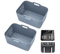 ENSINE Airfryer Lot de 2 moules en silicone spécialement conçus pour Cookwise Dual Zone 9L, compatibles avec Ninja Foodi Max AF400EU/AF451EU, insert friteuse à air chaud réutilisable, gris